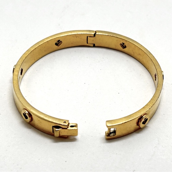 Kate Spade, Gold Hinged Bangle Bracelet With Tiny Cut Out Spades - Picture 4 of 7